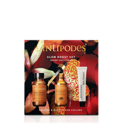 Antipodes Glow Boost Gift Set | Natural, organic, and eco-conscious skincare | Nourishes, rejuvenates, and enhances complexion | Cruelty-free, conscious choice | Promotes natural beauty and vitality.