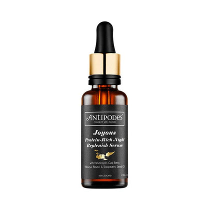 Antipodes Joyous Protein-Rich Night Replenish Serum | dry skin serum | damaged skin treatment | anti aging overnight serum