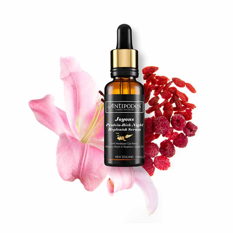 Antipodes Joyous Protein-Rich Night Replenish Serum | dry skin serum | damaged skin treatment | anti aging overnight serum