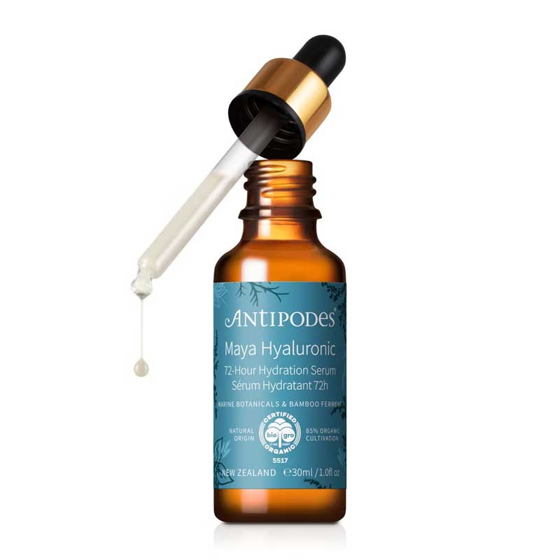 Antipodes Maya Hyaluronic 72-Hour Hydration Serum | Long-lasting hydration | Radiant complexion | Plant-based hyaluronic acid | Pheohydrane marine algae | Locks in moisture | Lightweight formula
