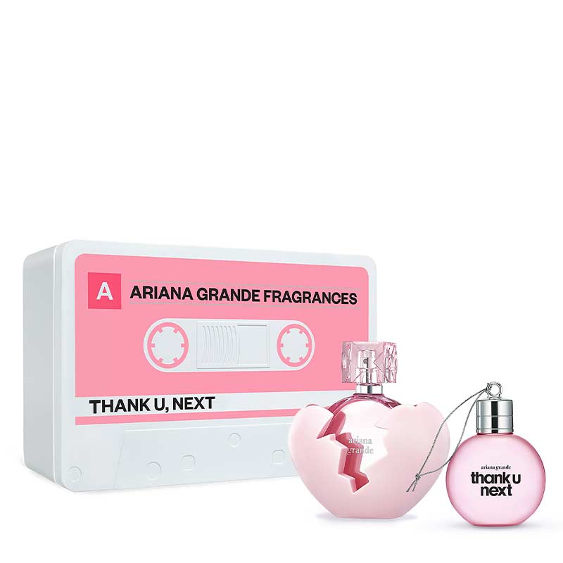Ariana Grande Thank U, Next Gift Set | empowerment | self-assuredness | let go of negativity | positive attitude | selected ingredients | delightful scent | confidence | sass | holiday gift | elevate your spirits | first-class feeling.