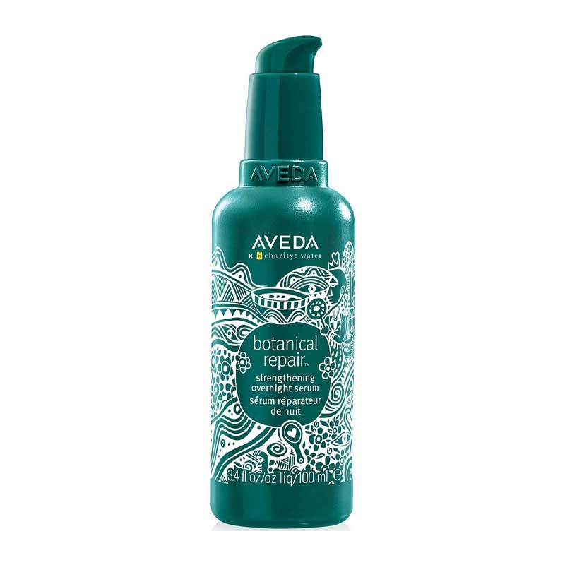 Aveda Botanical Repair Strengthening Overnight Serum | Overnight renewal | Leave-in hair treatment | Renews all three hair layers | Reduces split ends | Lightweight formula | Designed for overnight effectiveness | Strengthens hair | Earth Month packaging
