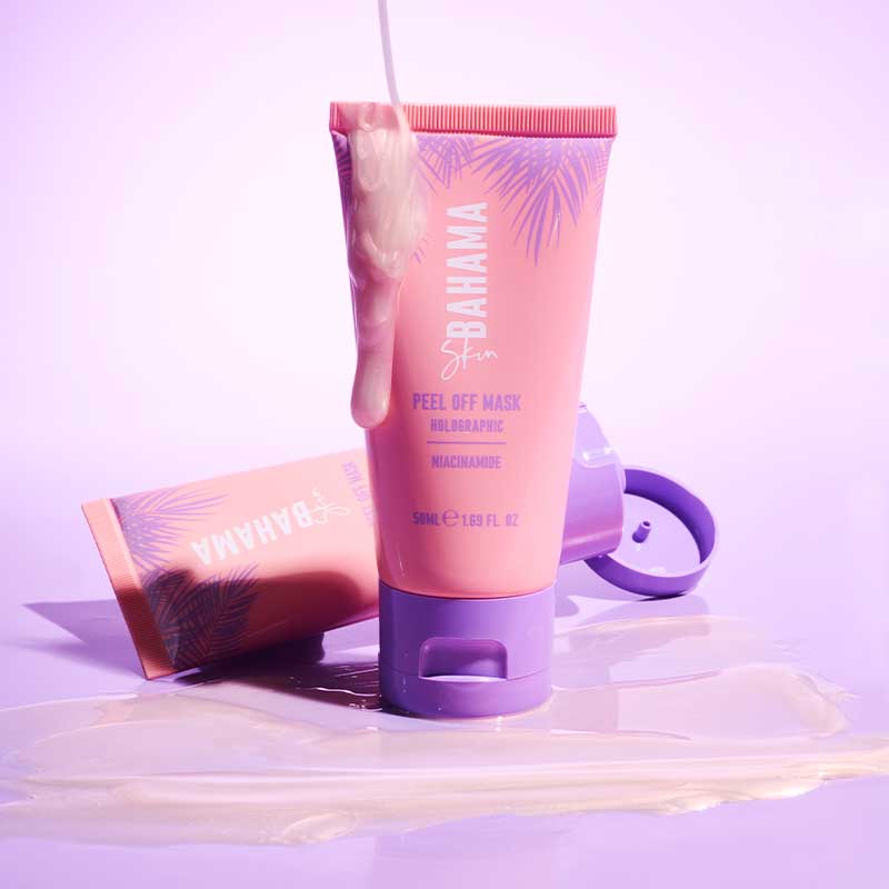 Bahama Skin Holographic Peel-Off Face Mask | Removes Deep-Seated Impurities | Nourishes with Antioxidants for Radiant Glow | Contains Niacinamide to Improve Uneven Skin Tone and Elasticity | Hello to Refreshed, Glowing Skin