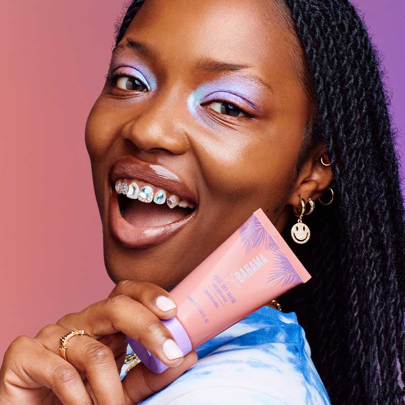 Bahama Skin Holographic Peel-Off Face Mask | Removes Deep-Seated Impurities | Nourishes with Antioxidants for Radiant Glow | Contains Niacinamide to Improve Uneven Skin Tone and Elasticity | Hello to Refreshed, Glowing Skin