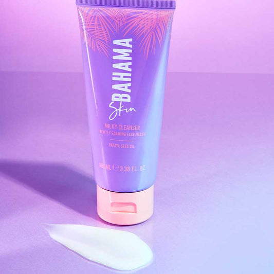 Bahama Skin Milky Cleanser | Effortlessly Removes Dirt, Makeup, and Impurities | Leaves Skin Refreshed and Rejuvenated | Packed with Skin-Loving Ingredients: Papaya Seed Oil, Orange Seed Oil, Vitamin E, and White Tea Extract | Provides Squeaky-Clean Canvas | Your New Skincare Bestie