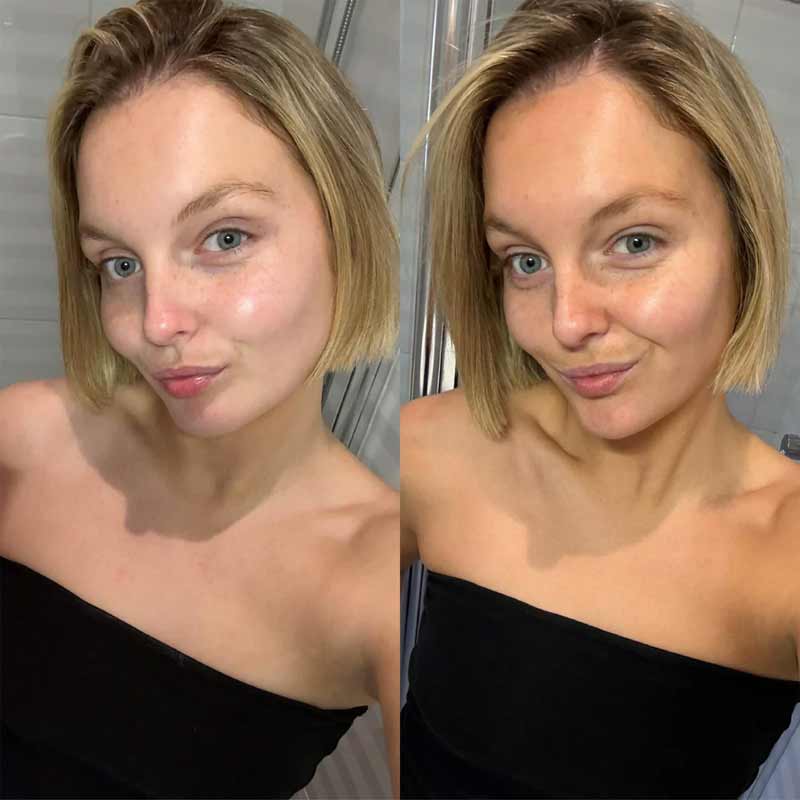 Bare by Vogue Non-Tinted Gradual Tan 
before & after