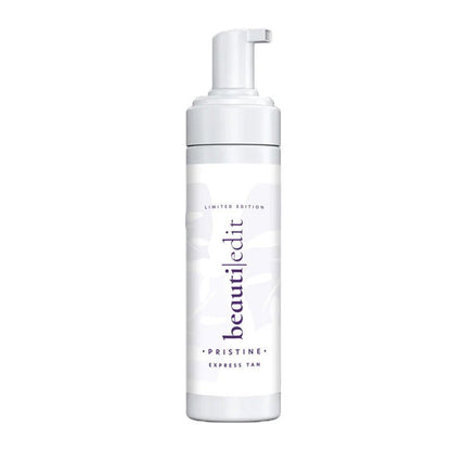 Beauti Edit Pristine Express Self Tanning Foam | must have | tanning product | summer | nourishing tan | essentially skin care | unique | blend | aloe vera, coconut oils, citric acid, glycerin | Quick | easy | self tan | last minute | good quick glow!