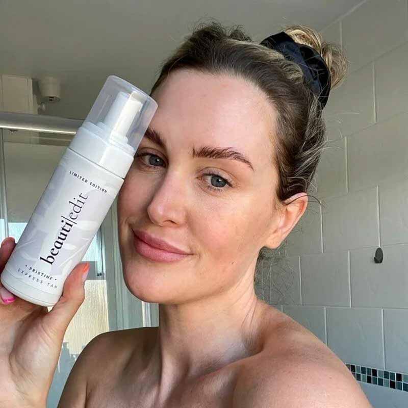 Beauti Edit Pristine Express Self Tanning Foam | face | body | self tan | quick | glorious | limited edition | natural | build | skin care |  aloe vera, coconut oils, citric acid, glycerin 