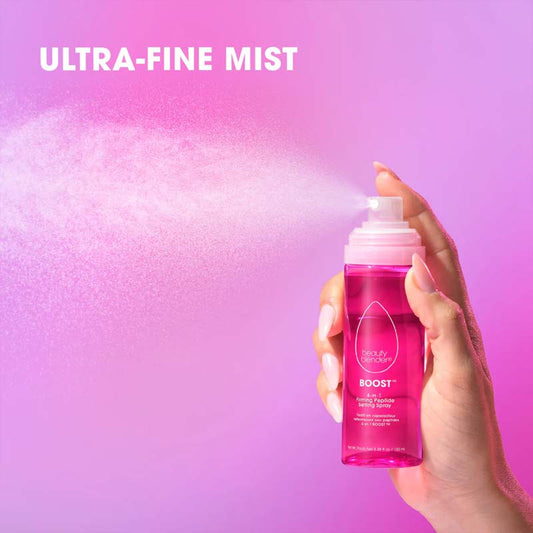 Beautyblender Boost 4-in-1 Firming Peptide Setting Spray | makeup | skin | skincare | benefits | makeup setting spray | ultra fine | mist | lightweight | up to 18 hour wear | hold 