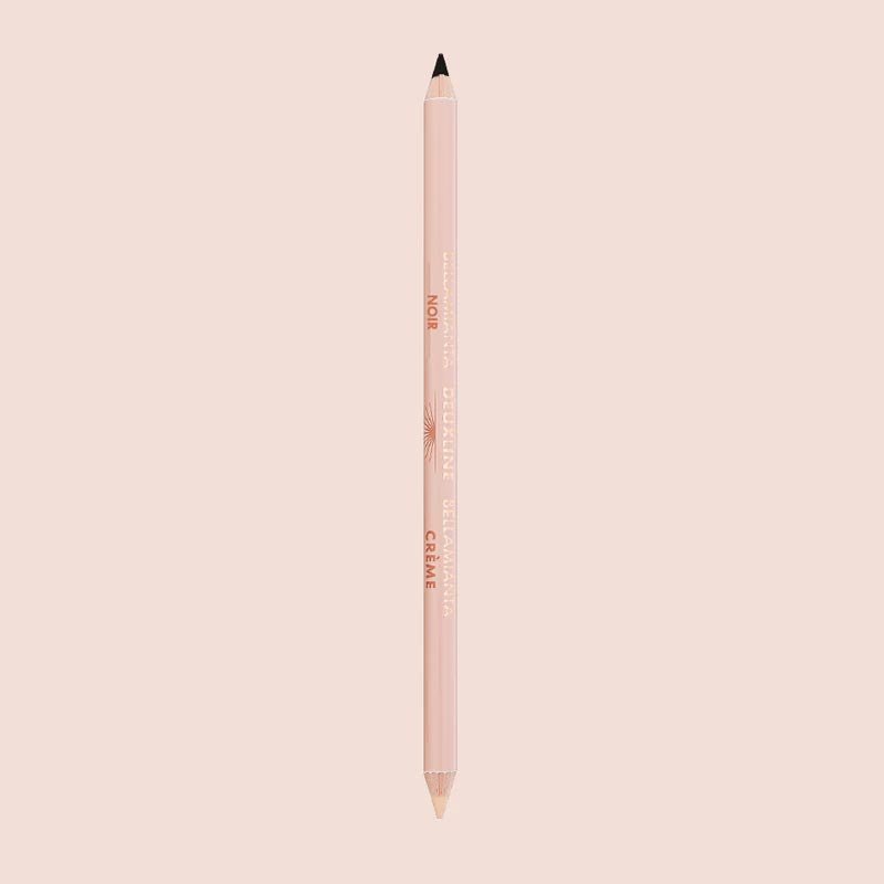 Bellamianta Deuxline Double Ended Pencil | Two Complementary Shades for Effortless Eye Definition | Perfect for Daytime or Evening Looks | Noir | Creme