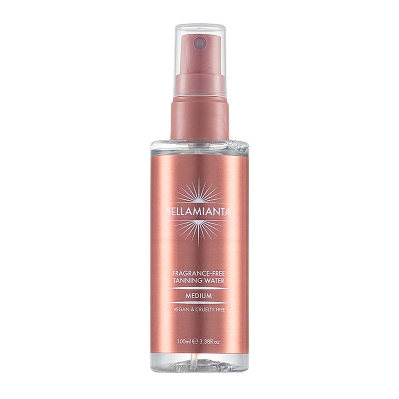 Bellamianta Fragrance Free Tanning Water | Vegan tan | Cruelty free tan | Bellamianta | dark tan | medium tan | Face tan