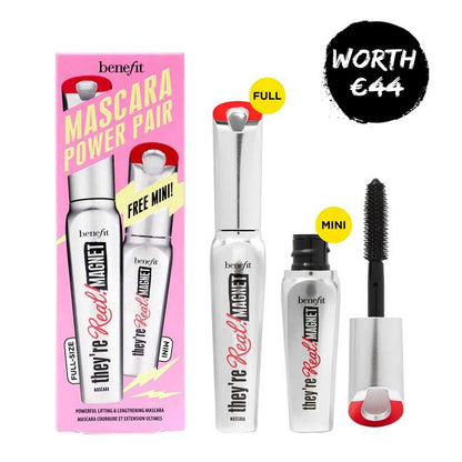 Benefit Cosmetics Mascara Power Pair | duo | full-size | FREE mini | They’re Real! Magnet mascara | elevate your lashes | incredible value set | lackluster lashes | power move | eyes