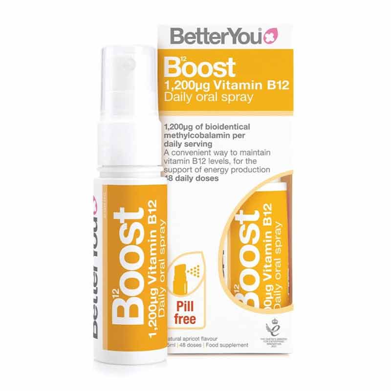 Better You B12 Boost Oral Spray, Vitamin B12 Food supplement, vitamins to support energy levels, vitamin B12 deficiency