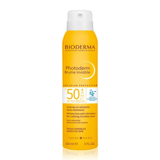 Bioderma Photoderm Brume Invisible SPF 50+ Sensitive Sun Mist | perfect | sun protection | all the family | be active outdoors | sensitive skin | highly water resistant.