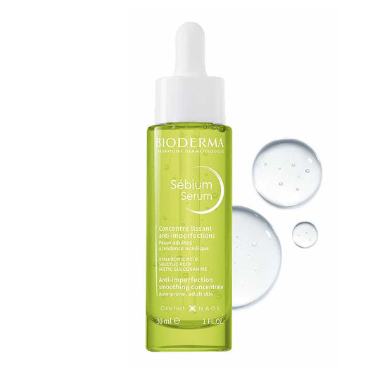 Bioderma Sebium Serum Anti-Imperfection Smoothing Concentrate | adult acne-prone skin | Salicylic Acid | Acetyl Glucosamine | Hyaluronic Acid | eliminate pimples | reduce marks | smooth fine lines | long-lasting hydration