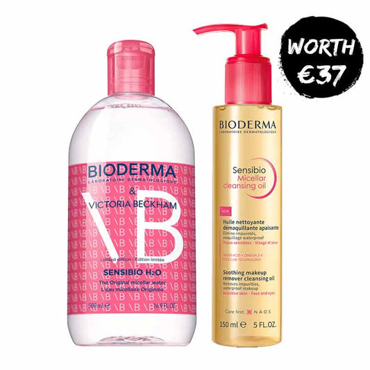 Bioderma Sensitive Skin Cleansing Bundle with Sensibio Micellar water and Cleansing Oil