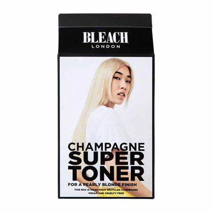 Bleach London Champagne Super Toner Kit | developed | help | enhance | look | bleached | hair | gorgeous | golden | locks | neutralise | unwanted | yellow | tones | glow | curious | vibe | vegan | vibrant | hair | dye | cream | semi-permanent | formula | nourishes | conditioning | soft | ingredients | full | colour | payoff | creating | experimenting | shades | perfect | hair | matches | length | long | short