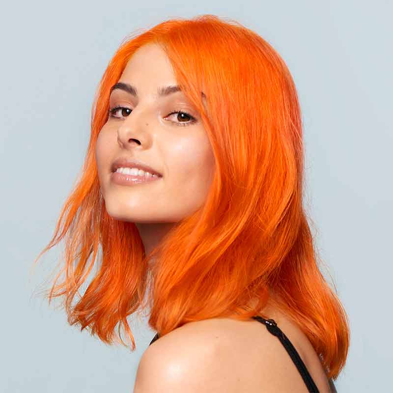 Bleach London Curious Orange Super Cool Colour | curious | vibe | vegan | vibrant | hair | dye | cream | semi-permanent | formula | nourishes | conditioning | soft | ingredients | full | colour | payoff | intense | pigmentation | hair | colour | creating | experimenting | shades | perfect | hair | matches | length | long | short 