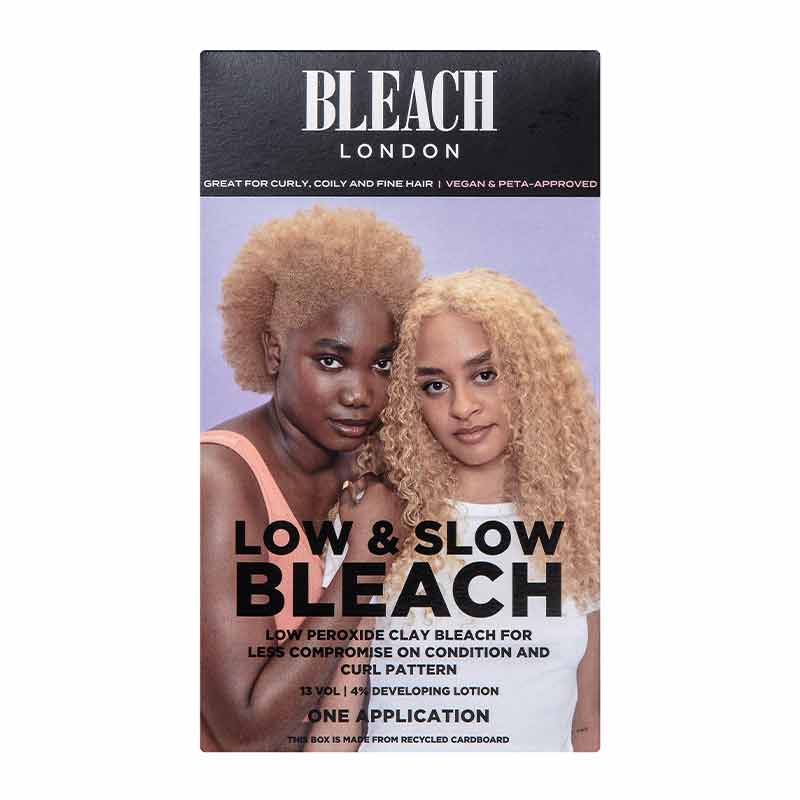 Bleach London Low & Slow Bleach Kit | hair | lightening | lift | remove | natural | colour | pigment | results | bleach | light | protect | curly | coily | hair | curl | pattern | professional | kit | designed | grade | lighten | 6 levels | lifting | light | preserving | integrity | DIY  | home | fresh | soft | low | clay