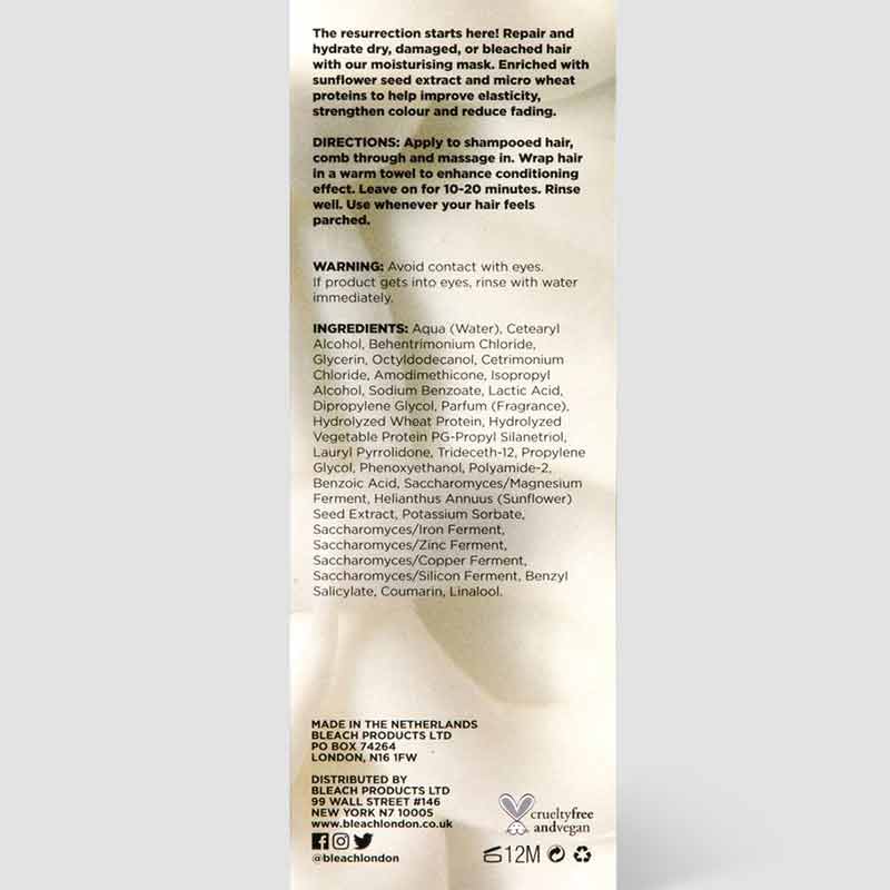 Bleach London Reincarnation Mask | intensely | nourishing | hair | mask | replenishes | replenishing | vital |  hydration | stands | taming | frizz | hydrates | repairs | damaged | bestseller | loving | ingredients | look | feel | good | strengthening | vibe | works | design | repair | rejuvenate | hair | damage | dryness