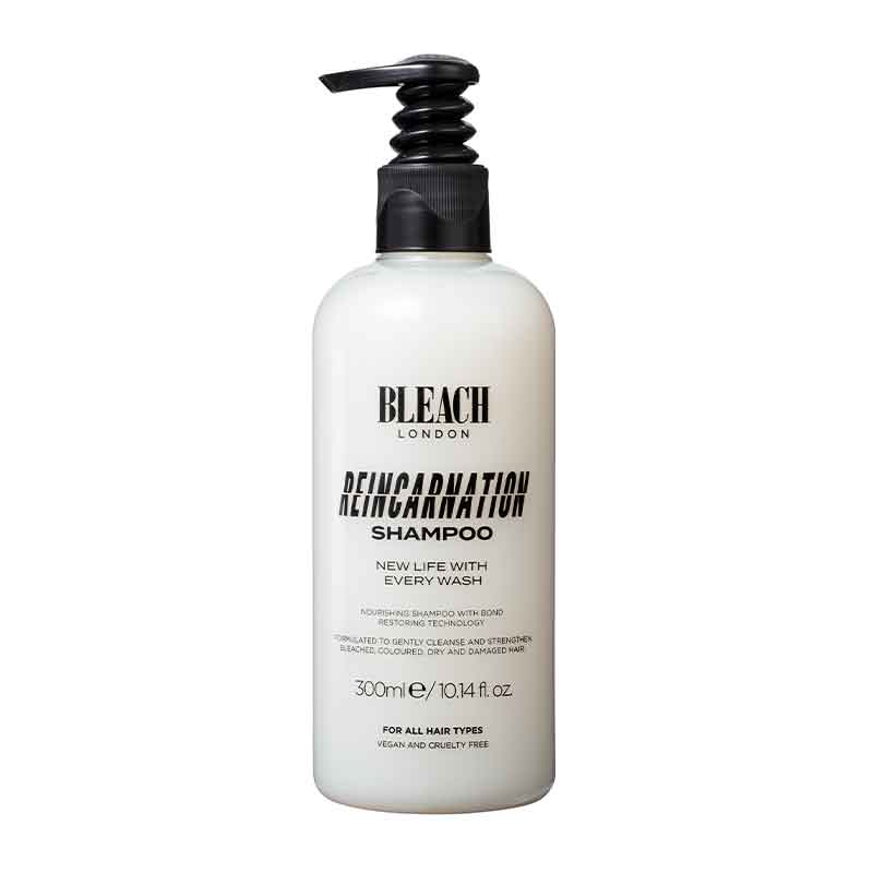 Bleach London Reincarnation Shampoo | strengthening | design | repair | rejuvenate |  hair |  damage | dryness | brittleness | creatine | protein | rebuild | bonds | prevents | damage | visible | boost | appearance | health | salon | breakage | healthy