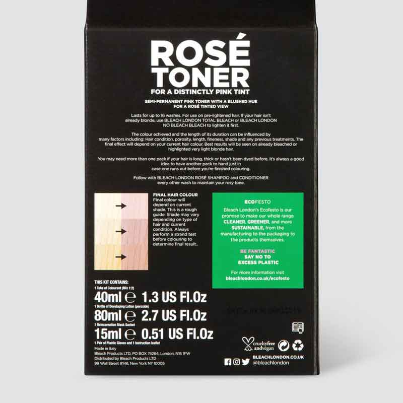 Bleach London Rosé Toner Kit | developed | help | enhance | look | bleached | hair  | while | blonde | hint | pink | kit | achieve | gorgeous | even | tone | lasting | semi-permanent | toner | elevate |  look | light | blushed | banishing | brassy | yellow | tones
