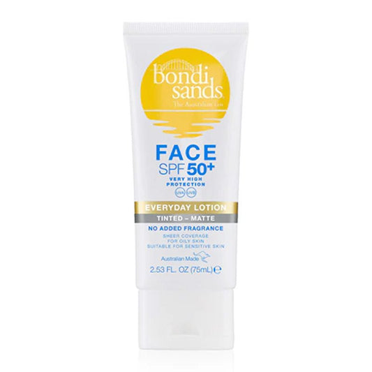 Bondi Sands Face SPF50+ Fragrance Free Tinted - Matte Sunscreen Lotion | spf 50 | sun cream | sun lotion | bondi sands | matte sun cream | oily skin