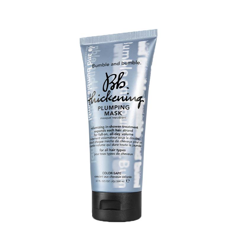 Bumble and bumble Thickening Plumping Mask | in shower hair treatment | plump out your hair | plump out hair strands | conditioning mask for damaged thin hair | conditioner for thin hair | hair mask for thickening