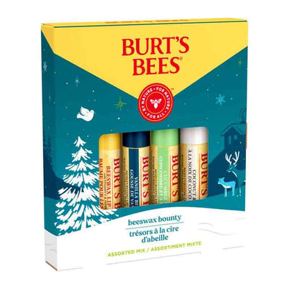 Burt's Bees Assorted Beeswax Bounty Lip Balm Gift Set stocking stuffer gift with four lip balms In Gift Box