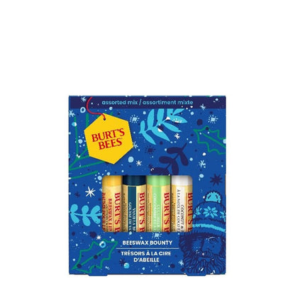 Burts Bees Assorted Beeswax Bounty Gift Set | 4 full-size lip balms | variety of flavors | 100% natural | Christmas gift | save on value.