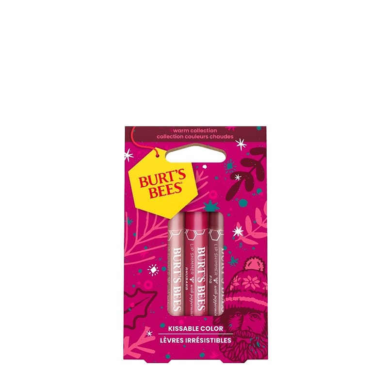 Burt's Bees | Kissable Colour Lip Shimmers | 3 shimmer lip balms | nourish and moisturize | add pop of color | Christmas gift box.
