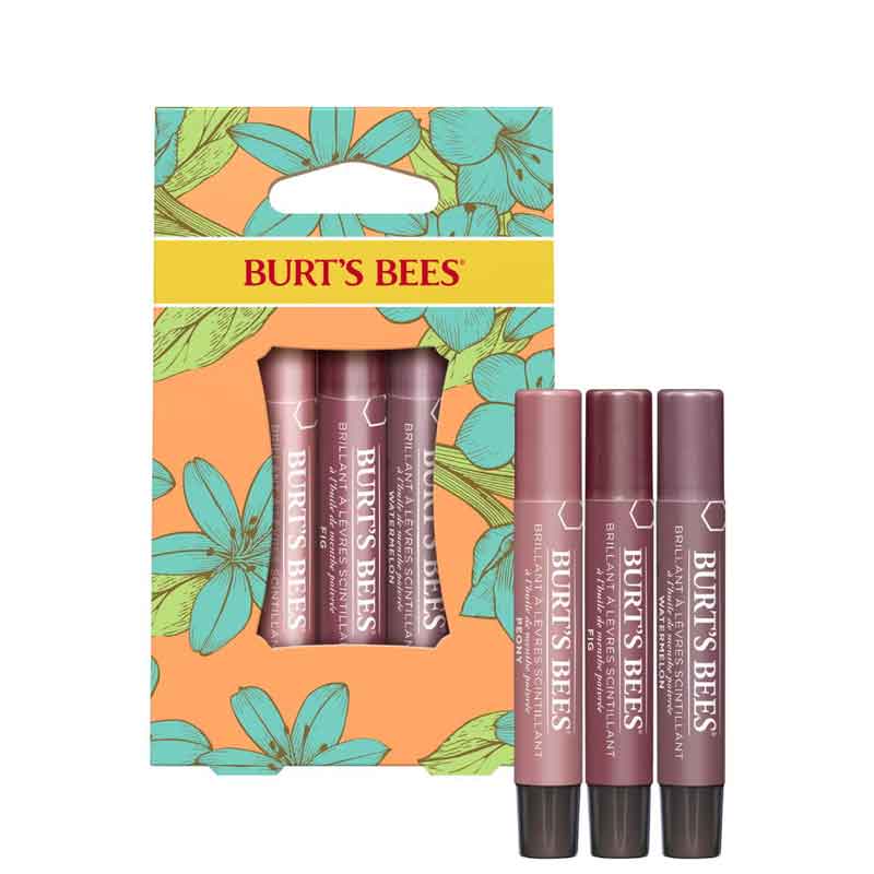 Burt's Bees Petal Kisses Lip Shimmer Gift Set with four shimmer lip balms 