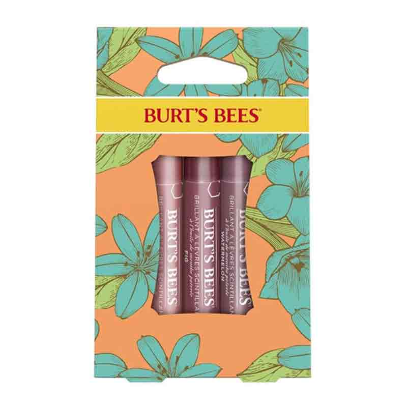 Burt's Bees Petal Kisses Lip Shimmer Gift Set with four shimmer lip balms inside