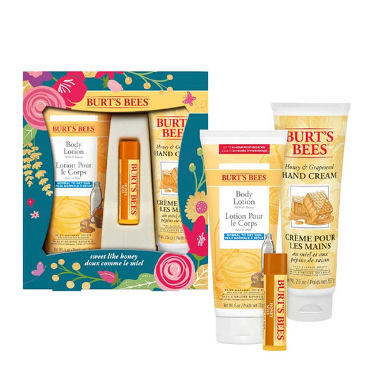 Burt's Bees Sweet Like Honey Spring Gift Set | body lotion lip balm and hand cream