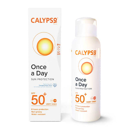 Calypso Once A Day Lotion SPF 50 | All-Day Protection | One Application | 8-Hour Sun Protection | UVA and UVB Protection | Developed for All-Day Sun Safety | Water-Resistant Formula | Activated in 15 Minutes | Full Sun Protection
