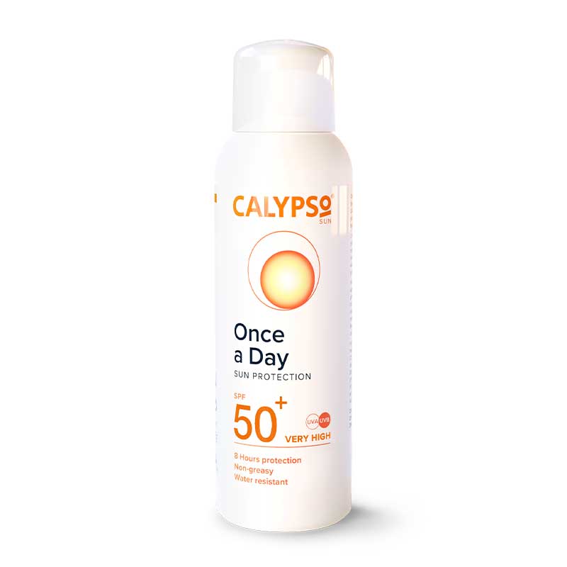 Calypso Once A Day Lotion SPF 50 | All-Day Protection | One Application | 8-Hour Sun Protection | UVA and UVB Protection | Developed for All-Day Sun Safety | Water-Resistant Formula | Activated in 15 Minutes | Full Sun Protection