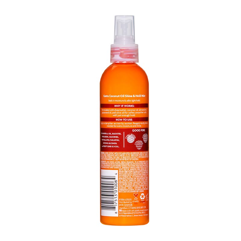 Cantu coconut oil shine & hold mist | Natural curl | Add curl definition | Bounce and revive curls | Moisturise and renew