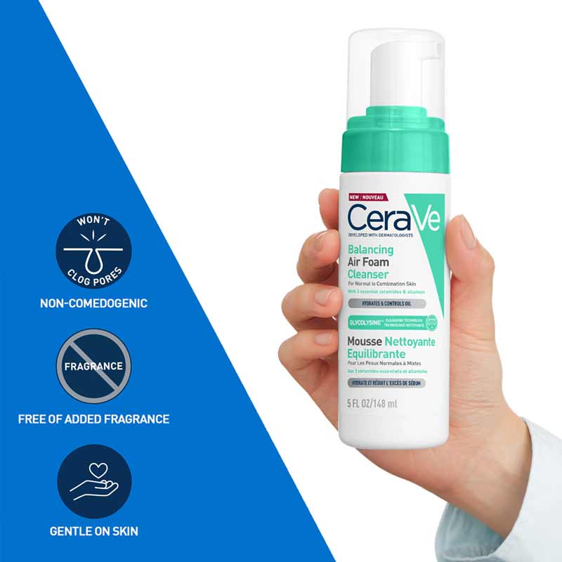 CeraVe Balancing Air Foam Facial Cleanser Infographic