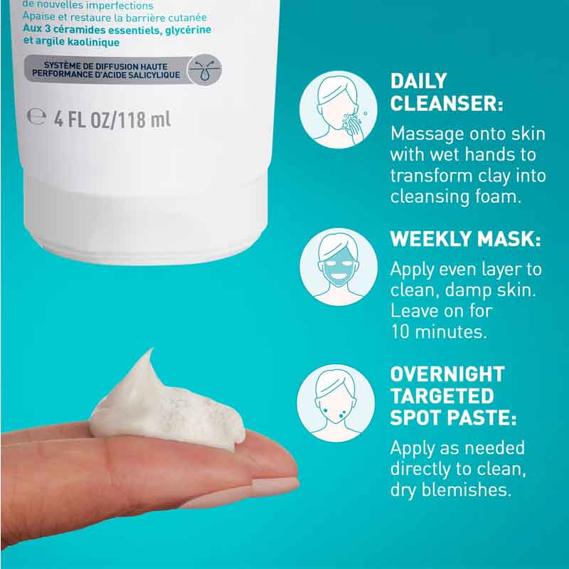 How to us the CeraVe Blemish Control Clay to Foam Cleanser For Blemish Prone Skin