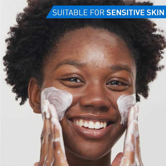 CeraVe Blemish Control Clay to Foam Cleanser For Blemish Prone Skin on model