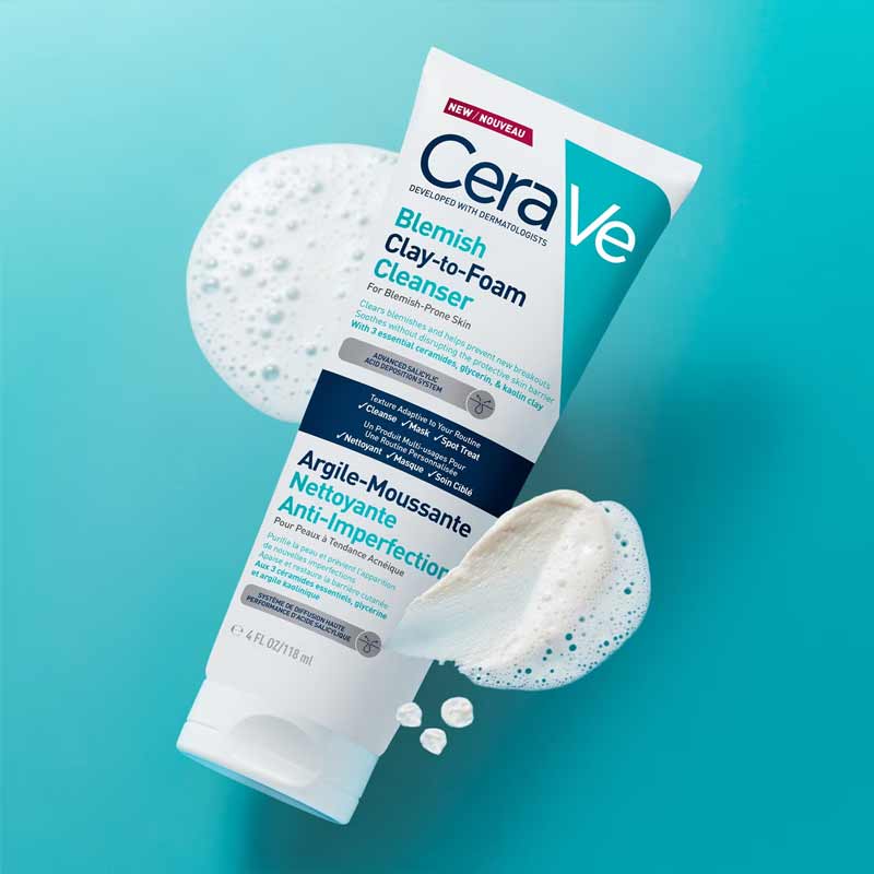 CeraVe Blemish Control Clay to Foam Cleanser For Blemish Prone Skin Stylised Image
