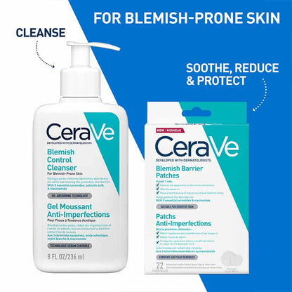 CeraVe Blemish Control Clay to Foam Cleanser and CeraVe Blemish Barrier Patches