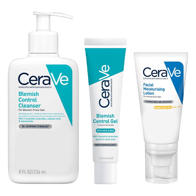 CeraVe, Blemish Control Essentials Gift Set, cleanser gel, moisturiser, ceramides, acne spots