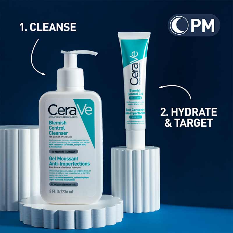 CeraVe, Blemish Control Essentials Gift Set, PM routine, cleanse, cleanser, hydrate, target, blemish control gel