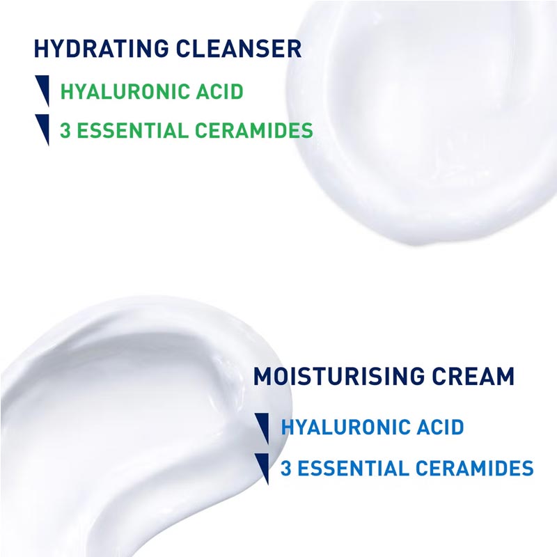 CeraVe, CeraVe Dry to Very Dry Face and Body Bundle, Hydrating Cleanser, Moisturing Cream