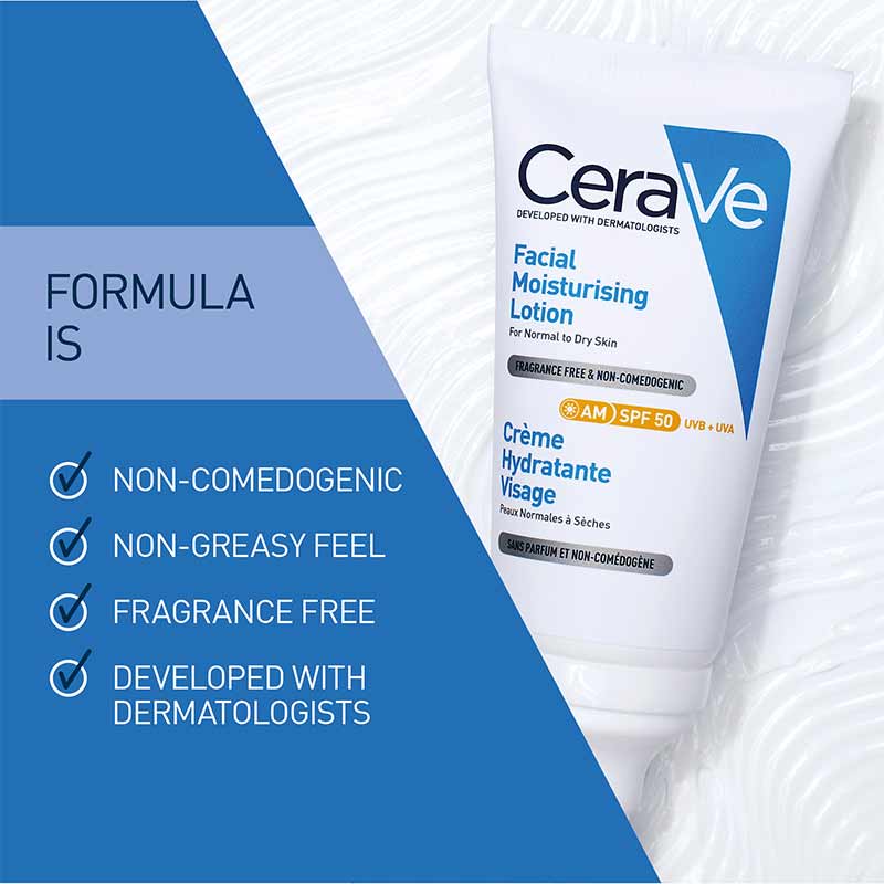 CeraVe, Facial Moisturising Lotion AM SPF50 - lightweight facial moisturiser