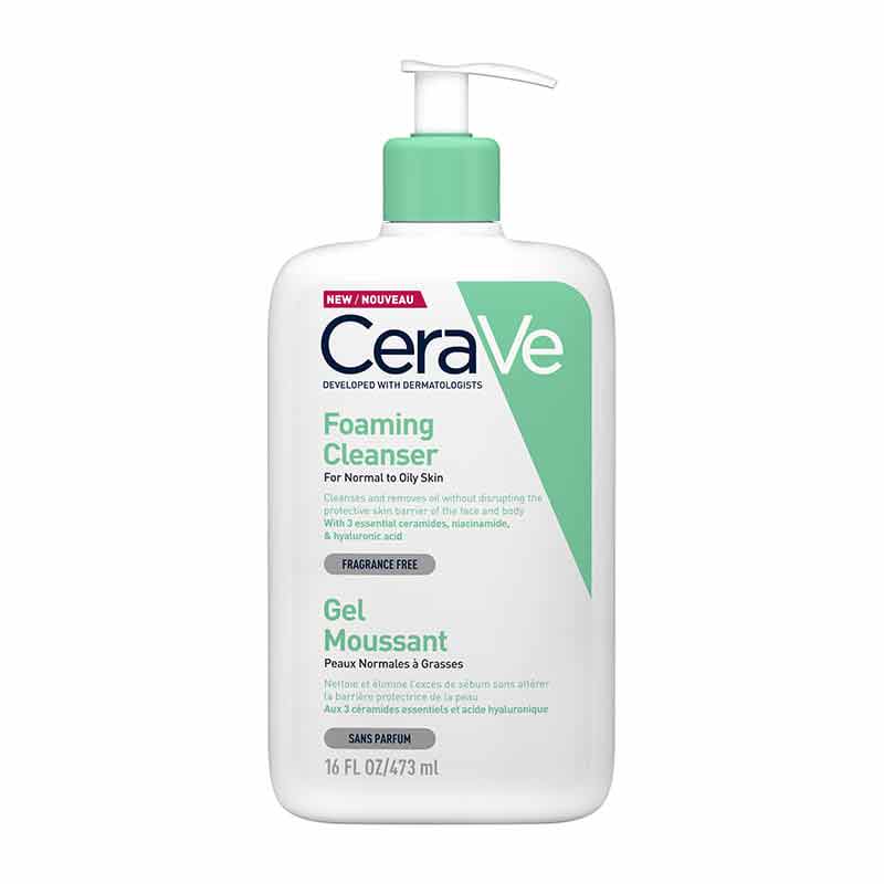 CeraVe Foaming Cleanser For Normal to Oily Skin, Soap-free cleanser, Makeup Remover, face wash