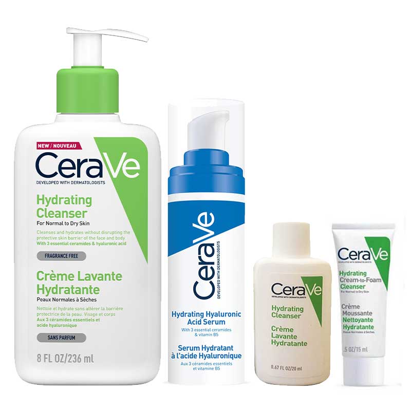 CeraVe | Hydrating | Bundle | Treat | skin | ultra-hydrating | gift set | Cleanser | Hyaluronic | Serum | Cream-to-Foam | Hydrate | strengthen | skin’s barrier | gentle | ceramides