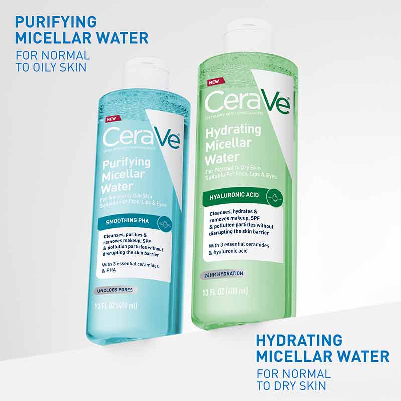 CeraVe Hydrating Micellar Water Cleanser and purifying micellar water