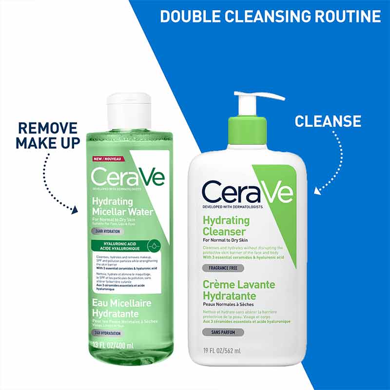 CeraVe Hydrating Micellar Water Cleanser Double Cleansing Routine
